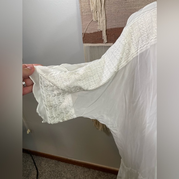 Isabel Marant White Sheer Embroidered Fully Lined Pleated Mini dress 10 NWT - Picture 4 of 11